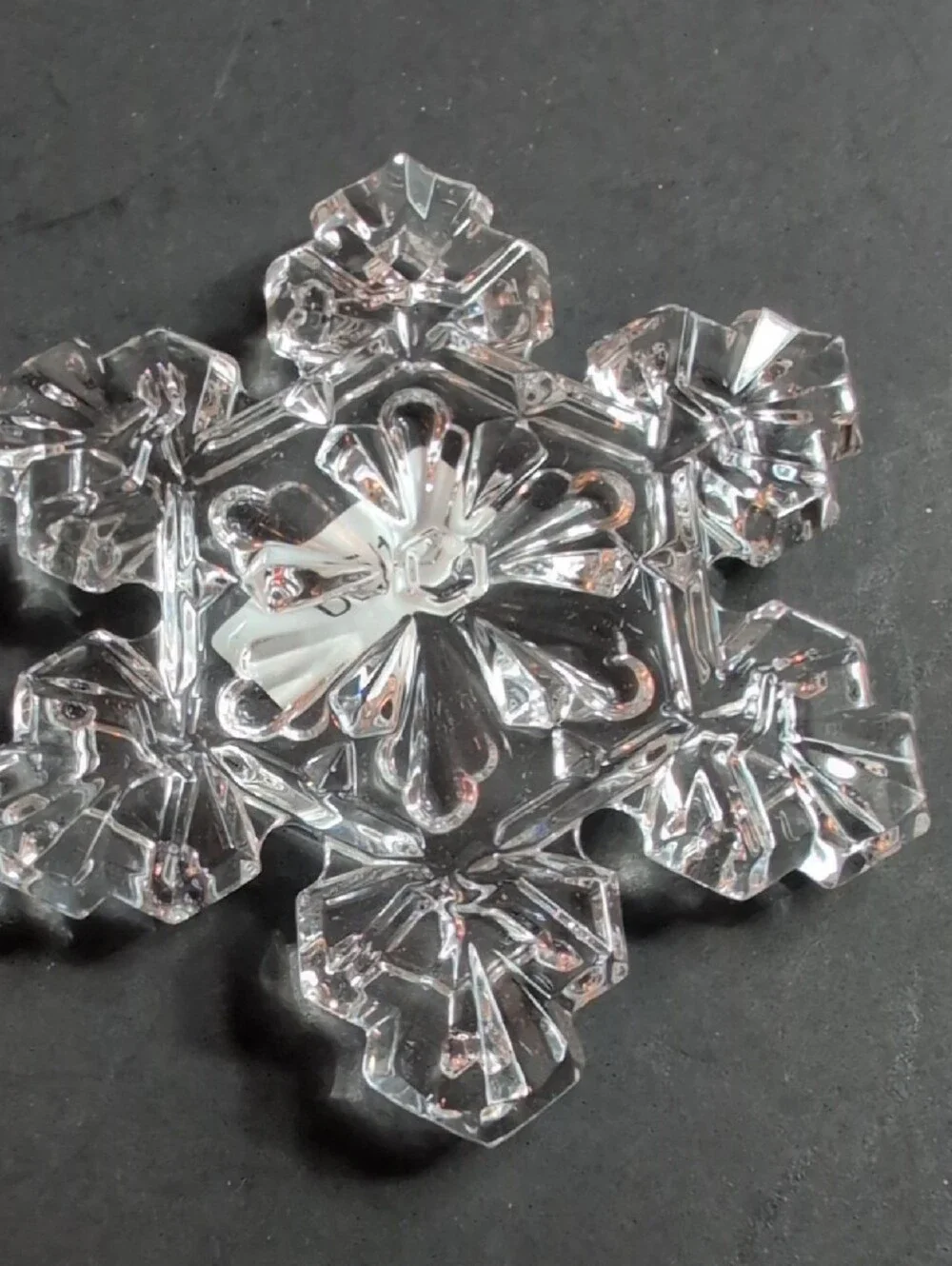 Marquis By Waterford Crystal Snowflake Ornament with Red Ribbon